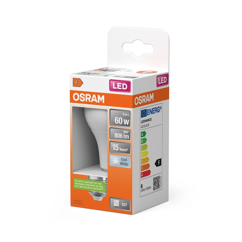OSRAM LED Star Lampe LED mate (ex 60W) 8,5W / 4000K blanc froid E27