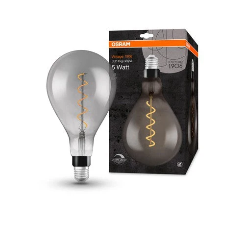 OSRAM Vintage 1906® LED Lampe dimmbar (ex 12W) 5W / 1800K Warmweiß E27 Rauchglas Optik, E27