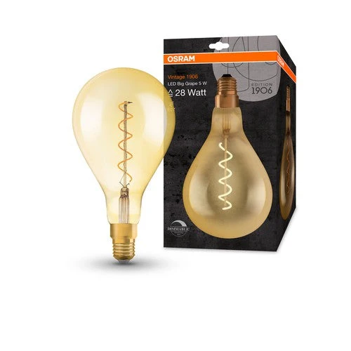 OSRAM Vintage 1906® Lampe LED à intensité variable (ex 28W) 5W / 2000K Lumières chaudes E27 Aspect doré