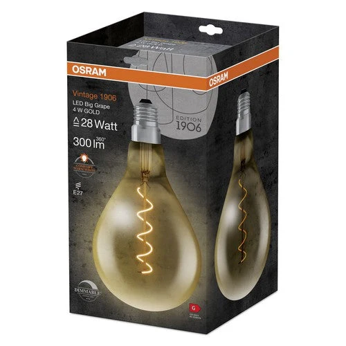 OSRAM Vintage 1906® Lampe LED à intensité variable (ex 28W) 5W / 2000K Lumières chaudes E27 Aspect doré