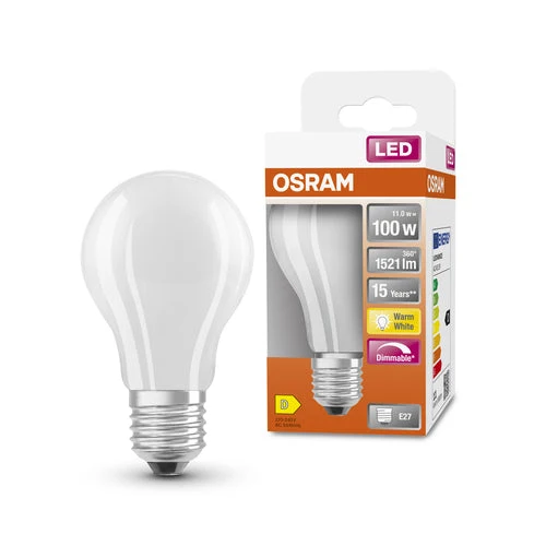 OSRAM LED Rétrofit CLASSIC A DIM 100 FR 11 W/2700 K E27, Blanc chaud