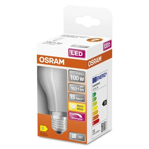OSRAM LED Rétrofit CLASSIC A DIM 100 FR 11 W/2700 K E27, Blanc chaud