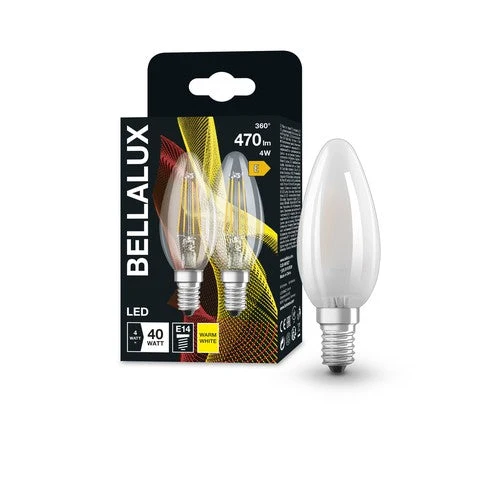 BELLALUX Lampe LED, culot : E14, blanc chaud, 2700 K, 4 W, remplacement d'une ampoule de 40 W, claire, ST CLAS B