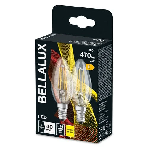 BELLALUX Lampe LED, culot : E14, blanc chaud, 2700 K, 4 W, remplacement d'une ampoule de 40 W, claire, ST CLAS B