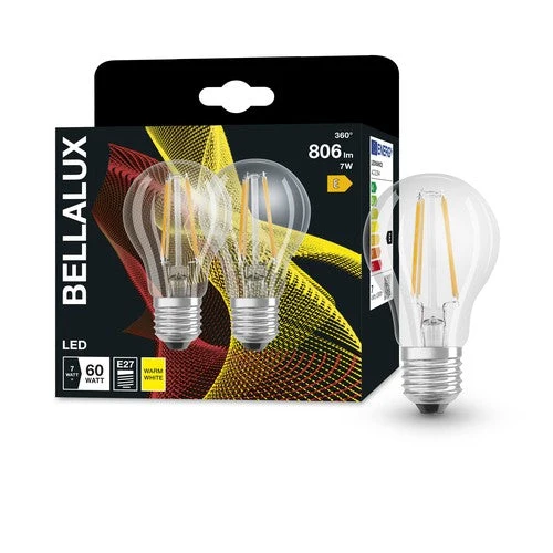 BELLALUX Lampe LED, culot : E27, blanc chaud, 2700 K, 7 W, remplacement d'une ampoule de 60 W, claire