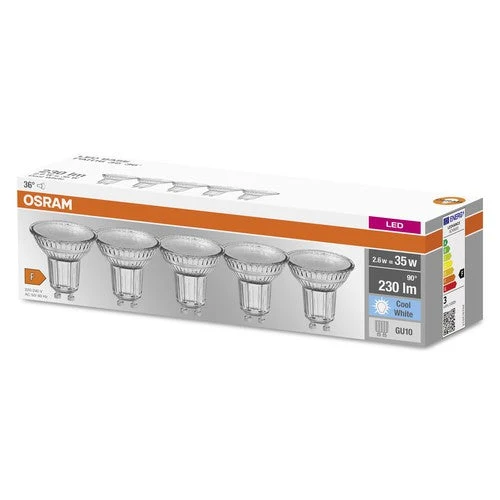 OSRAM LED Base PAR16 LED Spot (ex 35W) 2,6W / 4000K blanc froid GU10 paquet de 5