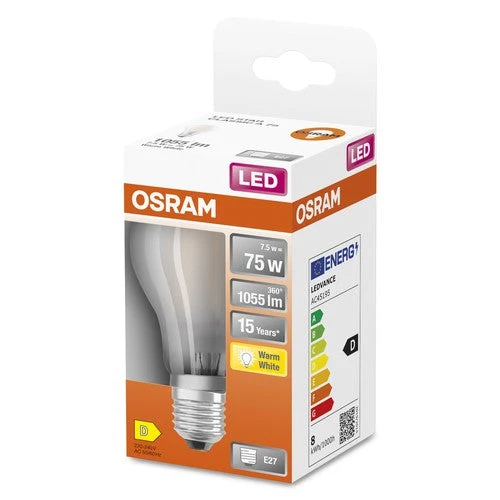 OSRAM LED Retrofit Classic A Lampe LED matte (ex 75W) 7,5W / 2700K Warmweiß E27