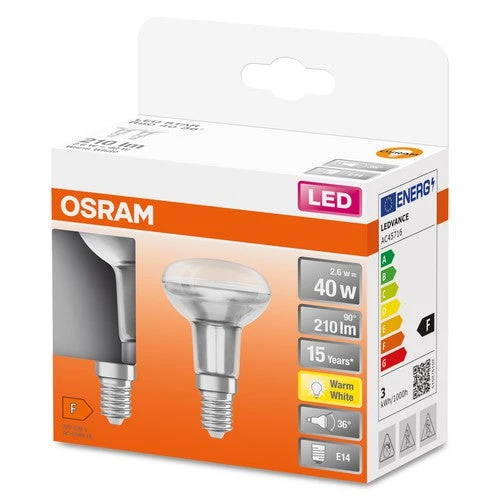 OSRAM lampe à réflecteur LED, culot : E14, warm white, 2700 K, 3,30 W, remplacement de la lampe à réflecteur 40 W, LED STAR R50