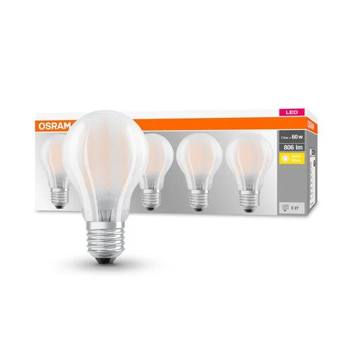 OSRAM LED Base Classic A Lampe LED mate (ex 60W) 7W / 2700K blanc chaud E27 pack de 5