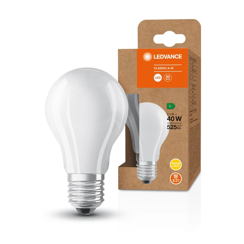 Lampe LED classe d'efficacité énergétique A Filament Classic Mat, 2,5W/3000K, E27