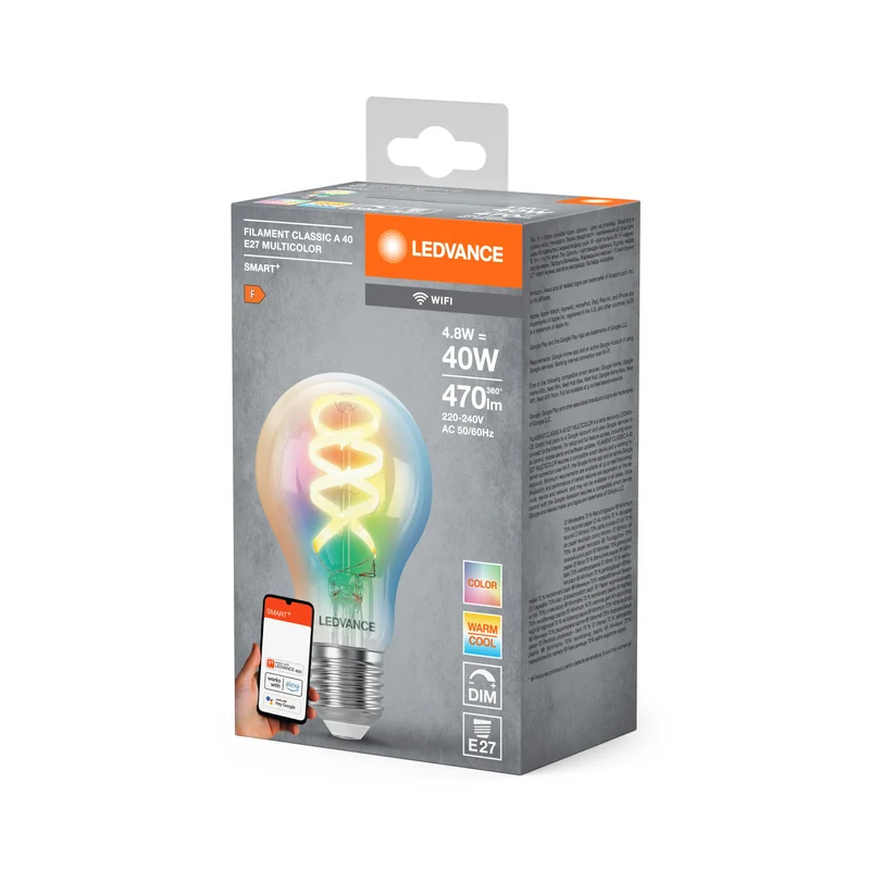 Lampe LED LEDVANCE SMART+ WIFI, verre blanc, 4,8W, 470lm, E27