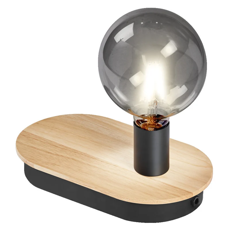 LEDVANCE DECOR Lampe de table tactile en bois USB, noir/bois, E27