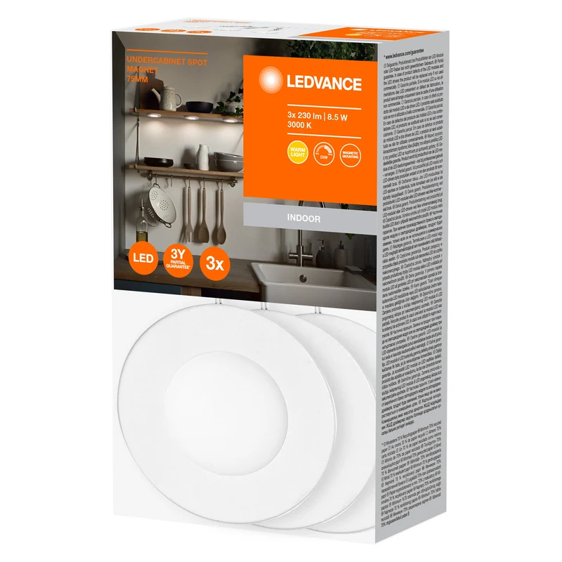 LEDVANCE éclairage sous meuble aimant 75mm, blanc, étroit, 8,5W