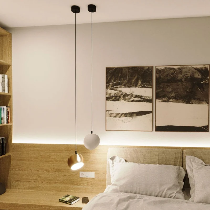 s.luce Ball Metall Pendelleuchte mit drehbarem tauschbaren Schirm