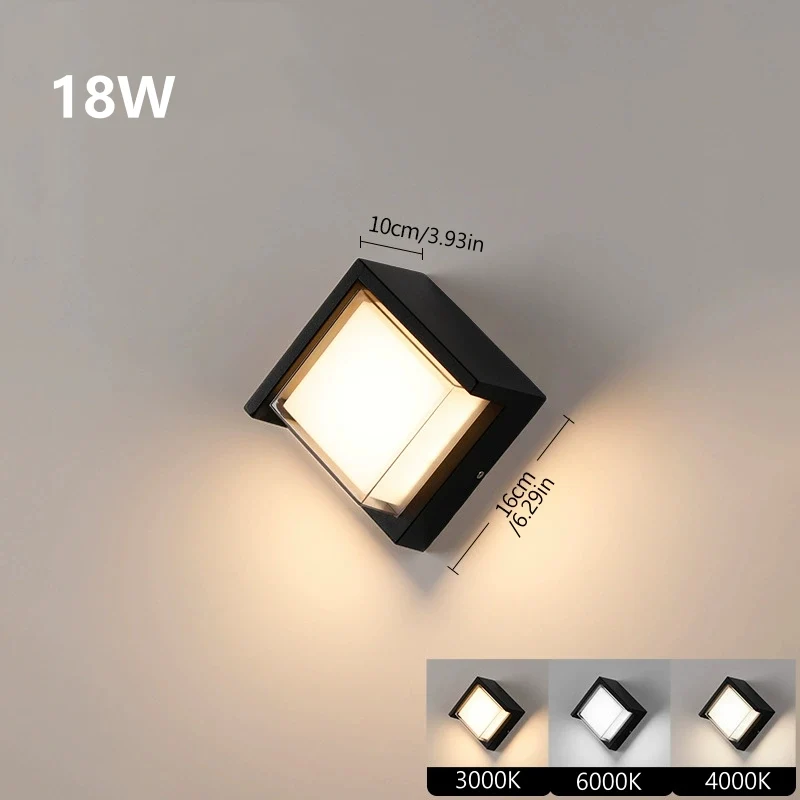 Diamond Angle Waterproof LED Wall Light – 18W | 3000K / 4000K / 6000K | Black Housing | Up & Down Outdoor Wall Sconce for Porch, Garden, Balcony & Indoor Decoration | Aluminum Housing | IP65 | 2-Pack