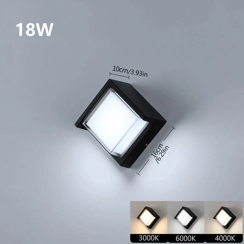 Diamond Angle Waterproof LED Wall Light – 18W | 3000K / 4000K / 6000K | Black Housing | Up & Down Outdoor Wall Sconce for Porch, Garden, Balcony & Indoor Decoration | Aluminum Housing | IP65 | 2-Pack