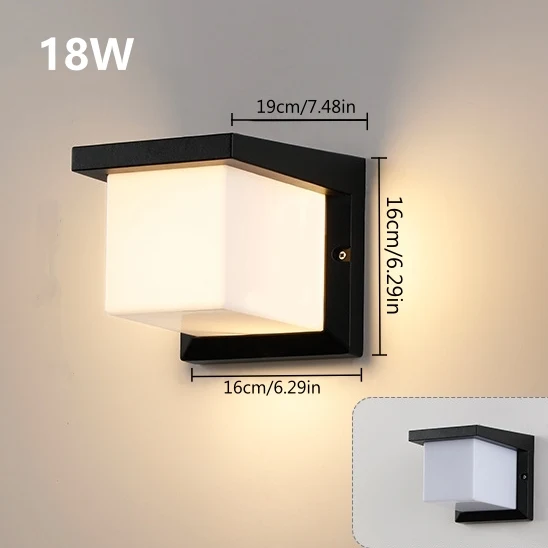 Cube Waterproof LED Wall Light – 18W | 3000K / 4000K / 6000K | Black Housing | Up & Down Outdoor Wall Sconce for Porch, Garden, Balcony & Indoor Decoration | Aluminum Housing | IP65 | 2-Pack