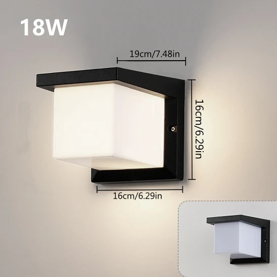 Cube Waterproof LED Wall Light – 18W | 3000K / 4000K / 6000K | Black Housing | Up & Down Outdoor Wall Sconce for Porch, Garden, Balcony & Indoor Decoration | Aluminum Housing | IP65 | 2-Pack