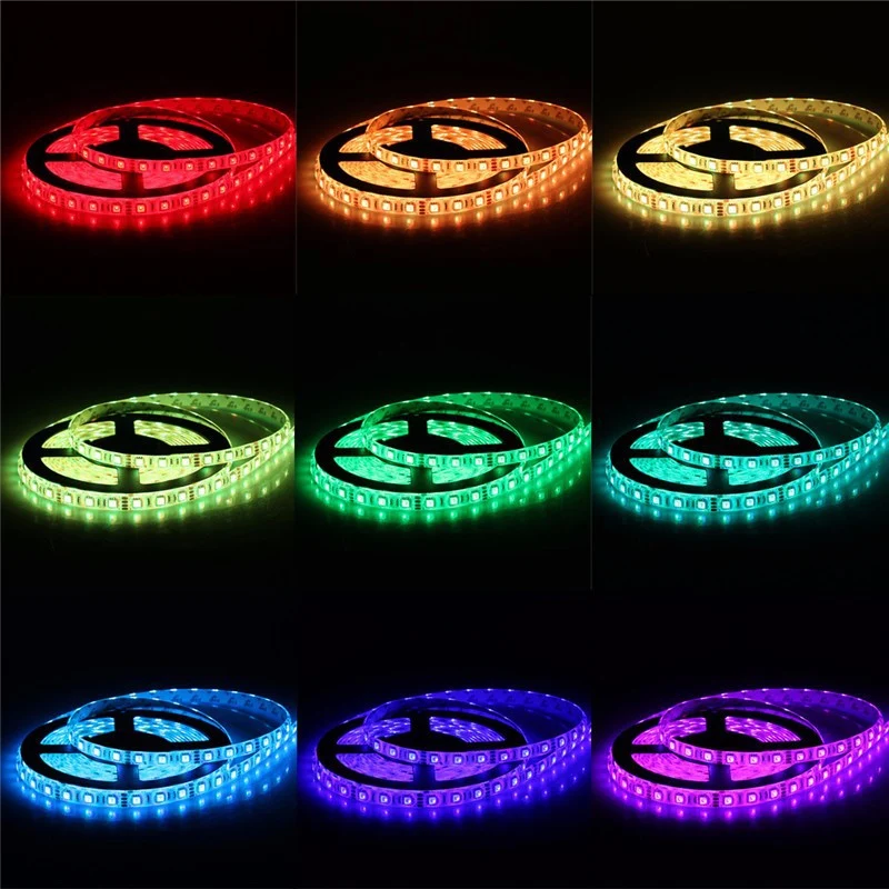 5M/10M SMD5050 RGB LED Strip Light Kit - DC12V | 30 / 60LEDs/M | 10mm PCB | IP00 / IP65 | 5M /10M | RGB Color Changing LED Strip Lights with Alexa, Google Assistant | 24/ 44 Keys Controller + Power Supply