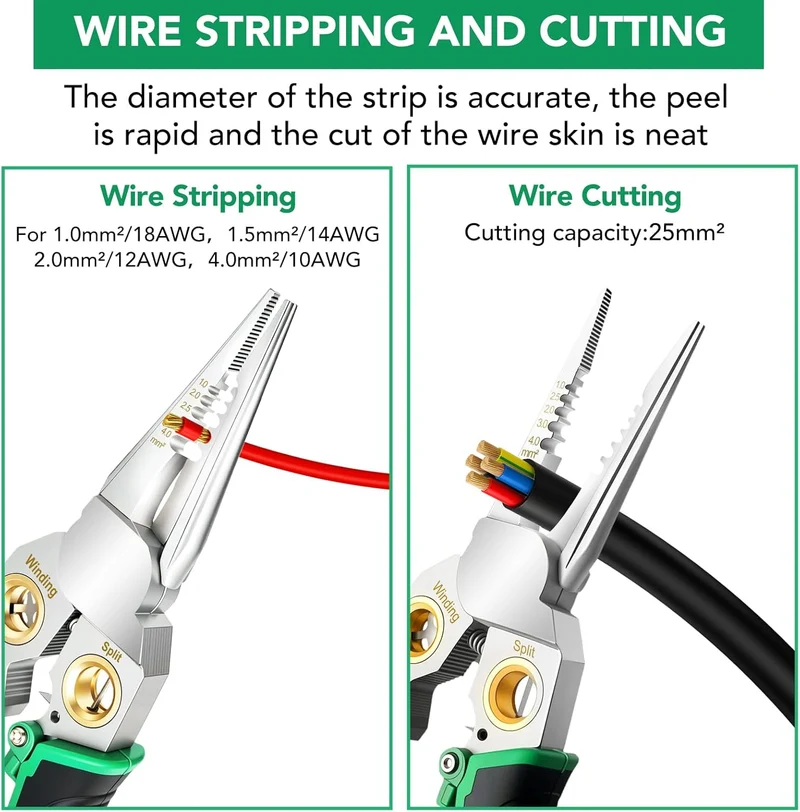 8-in-1 Wire Stripper, Multifunctional Wire Stripper Crimper Cable Cutter Pliers, Professional Wire Strippers Electrical Wire Crimper, Wiring Tools, Electrician, HVAC, Car Repair Tool