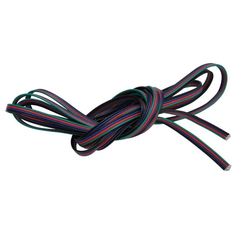 22Guage RGB LED Strip Extension Cable 20m/50m 4pin 4Color Stand Wire Bonded Flat Cable for SMD5050 3528 RGB Color