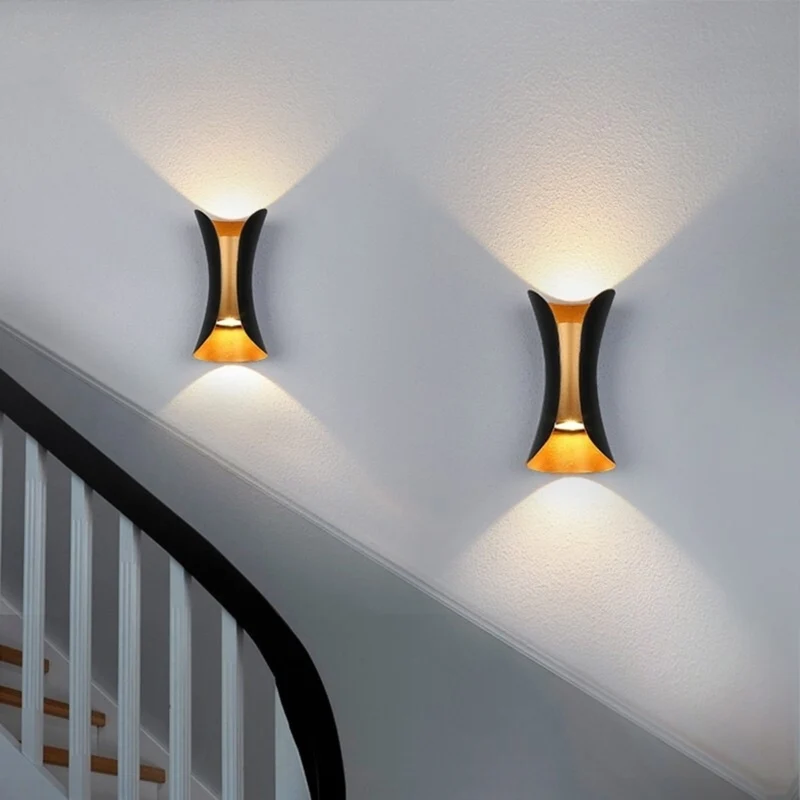 Waterproof LED Wall Light - 6W / 10W / 20W / 30W | 3000K / 6500K | White / Black / Black & Golden / White & Golden | Up & Down Outdoor Wall Sconce for Porch, Garden, Balcony & Indoor Decoration | Aluminum Housing | IP65 | 2-Pack