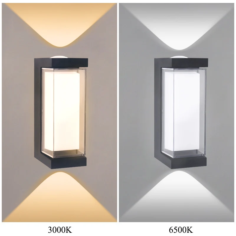 Waterproof LED Wall Light - 7W | 3000K / 6500K | Square / Round | Up & Down Outdoor Wall Sconce for Porch, Garden, Balcony & Indoor Decoration | Plastic Housing | IP65 | 4-Pack