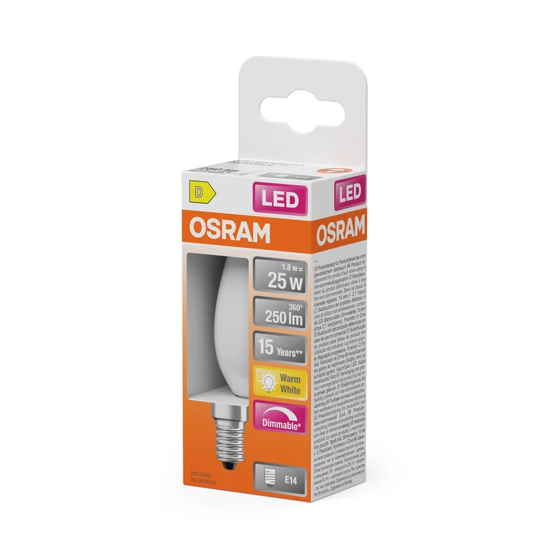 Rétrofit LED CLASSIC B DIM 1.8W 827 Givré E14