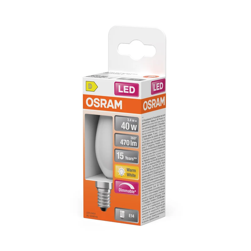 Rétrofit LED CLASSIC B DIM 3.4W 827 Givré E14