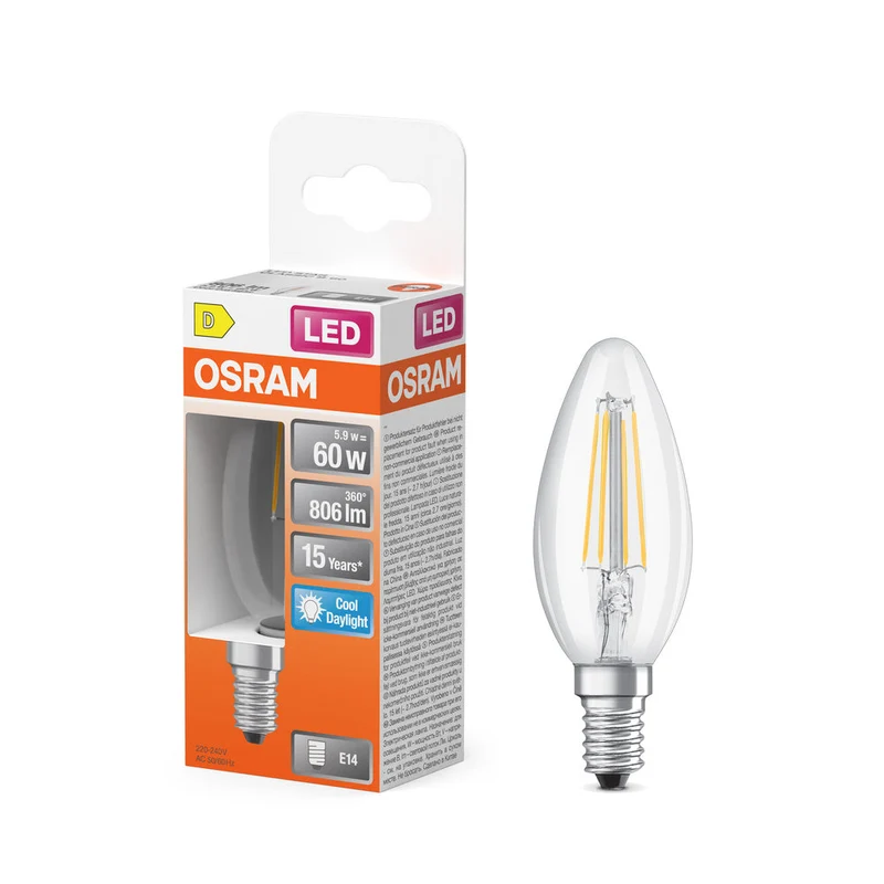 Rétrofit LED CLASSIC B 5.9W 865 Clair E14