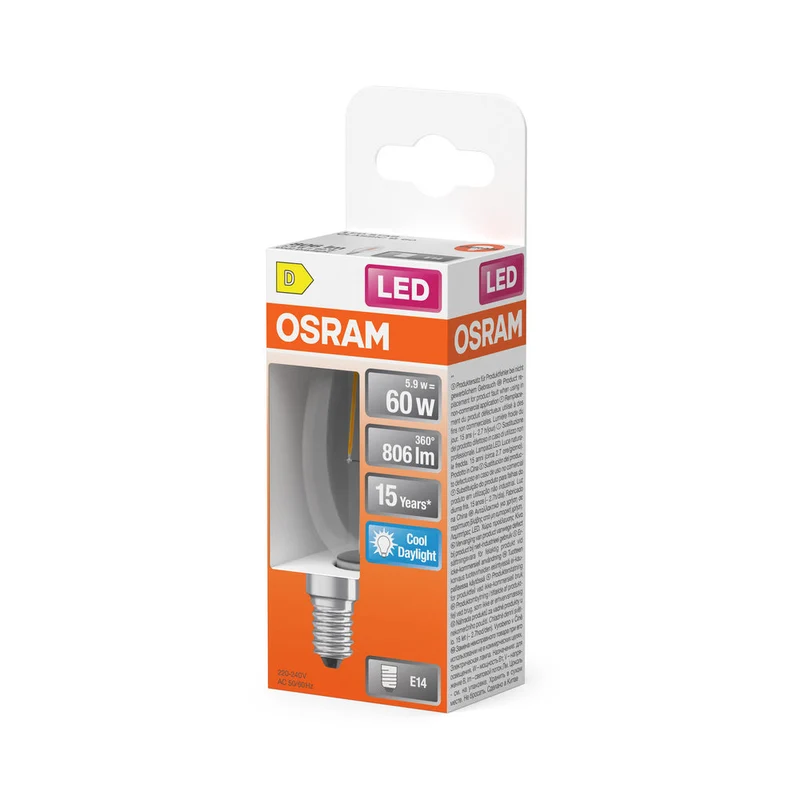 Rétrofit LED CLASSIC B 5.9W 865 Clair E14