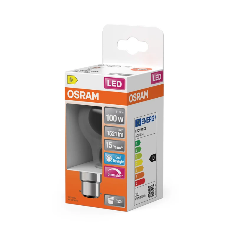 Rétrofit LED CLASSIC A DIM 11W 865 Clair B22d