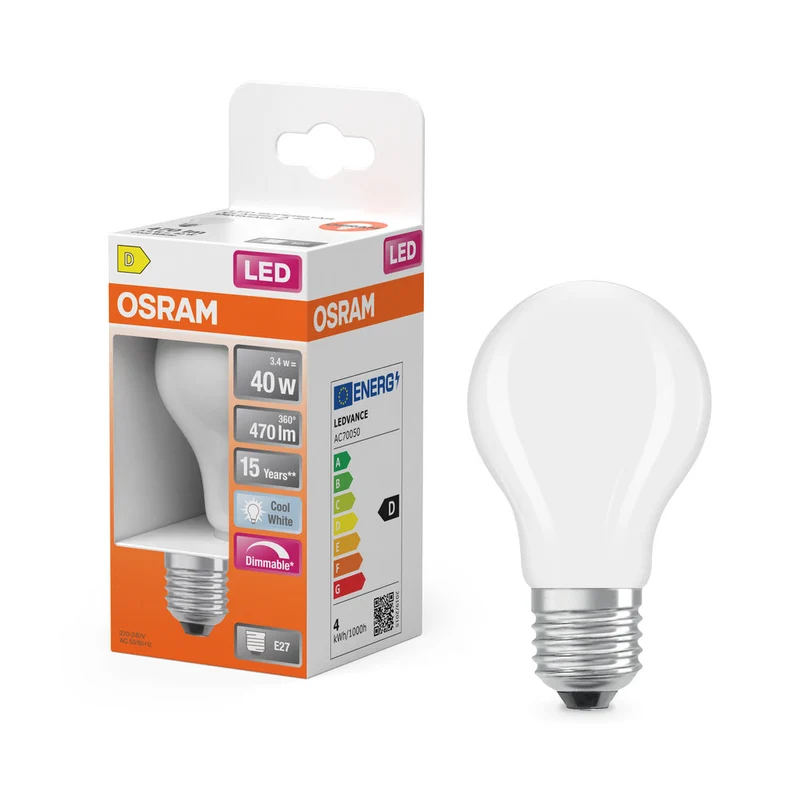 Rétrofit LED CLASSIC A DIM 3.4W 840 Givré E27