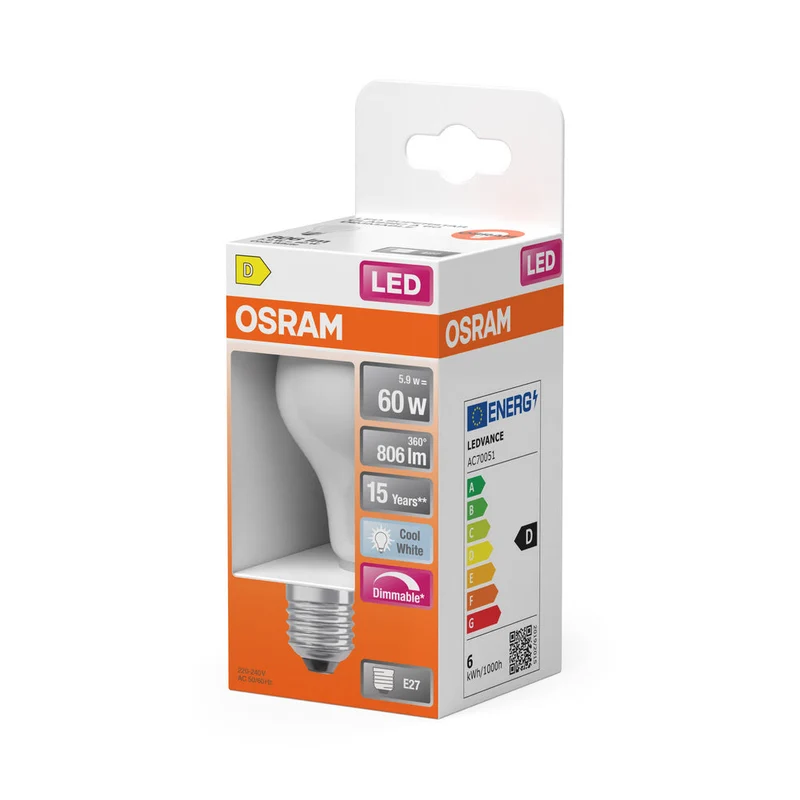 Rétrofit LED CLASSIC A DIM 5.9W 840 Givré E27