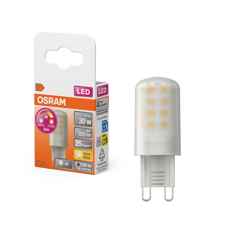 LED PIN G9 GLOWdim 3.2W 927 Givré G9