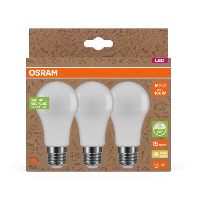 Lampes LED PCR avec classique A 14W 827 givré E27