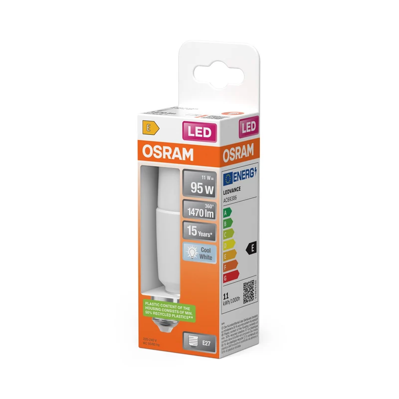 Lampe bâton classique LED PCR 11W 840 givré E27