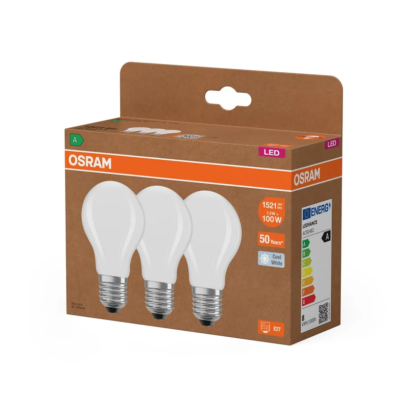 LAMPES LED CLASSE ÉNERGÉTIQUE A EFFICACITÉ ÉNERGÉTIQUE FILAMENT CLASSIQUE A 7.2W 840 Givré E27