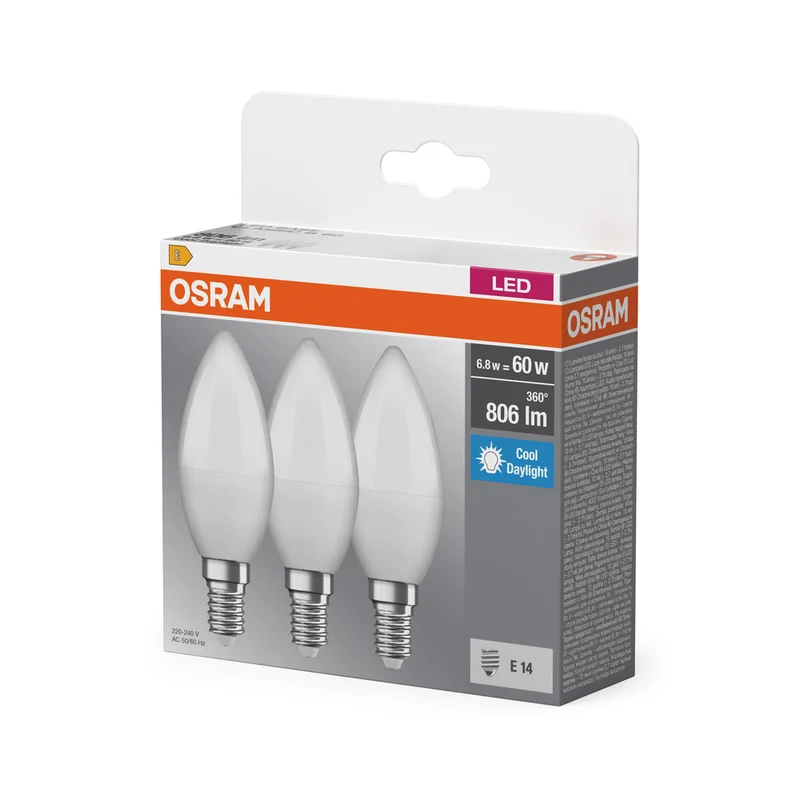 LED BASE CLASSIC B 6.8W 827 Givré E14 Pack de Trois
