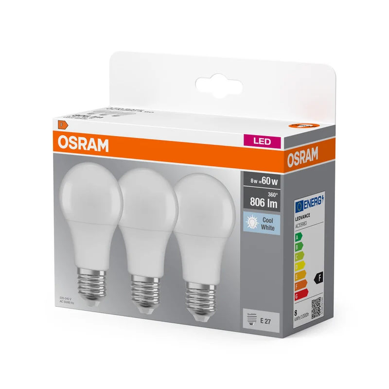 LED BASE CLASSIC A 8W 840 Givré E27
