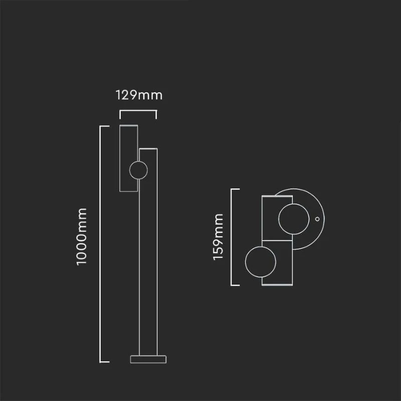 Borne de Jardin 4W Noire Design IP44 100cm