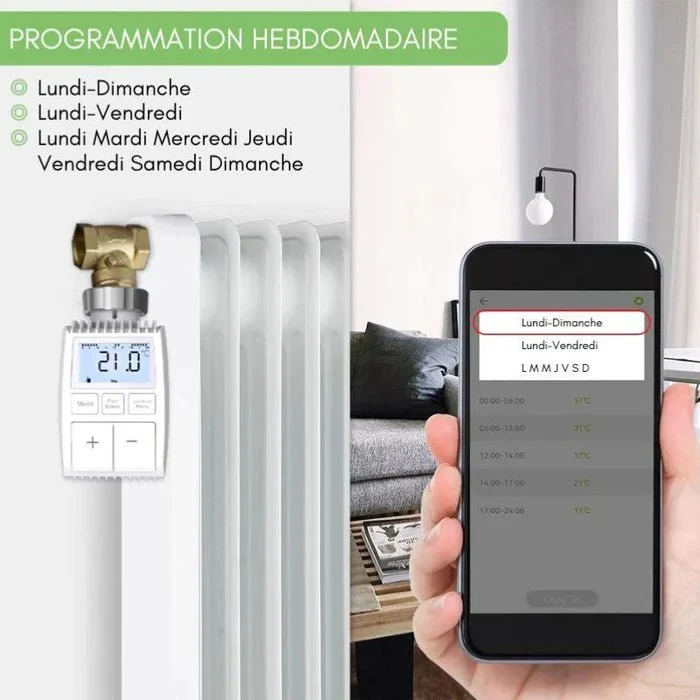 Kit 4 Têtes Thermostatiques Connectées Écran LCD + Passerelle Zigbee Ethernet