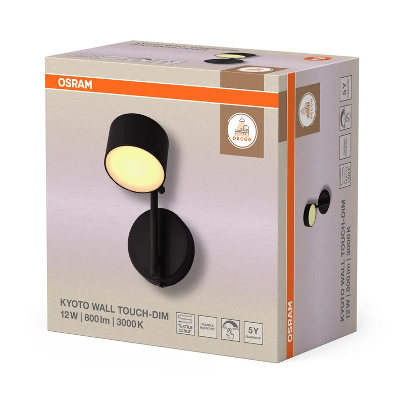 OSRAM DECOR Kyoto Applique murale 12W 930 TOUCH DIM Noir