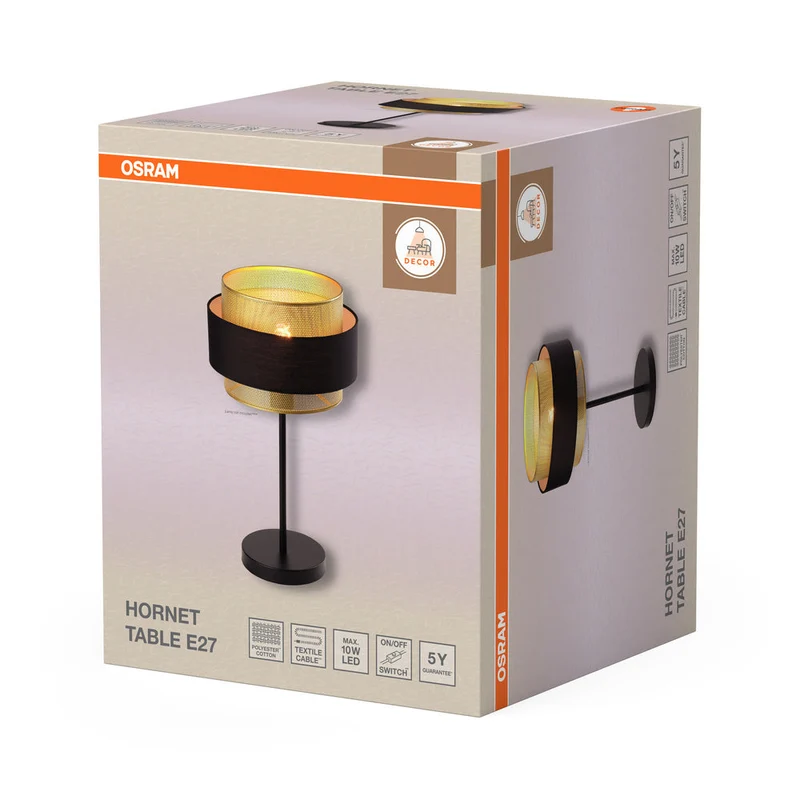 OSRAM DECOR Hornet lampe à poser 1xE27 Noir
