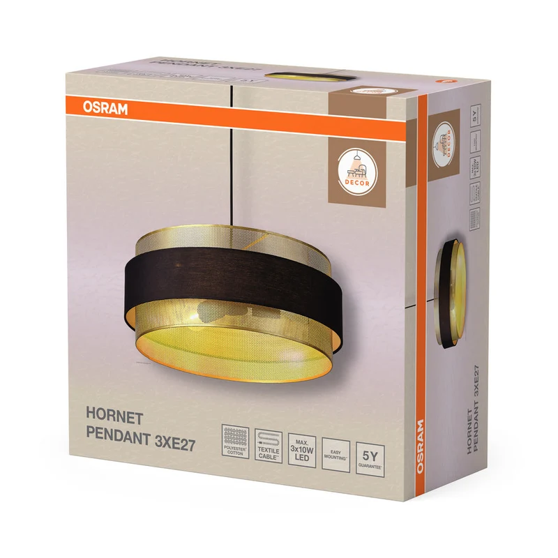 OSRAM DECOR Hornet Suspension 3xE27 Noir