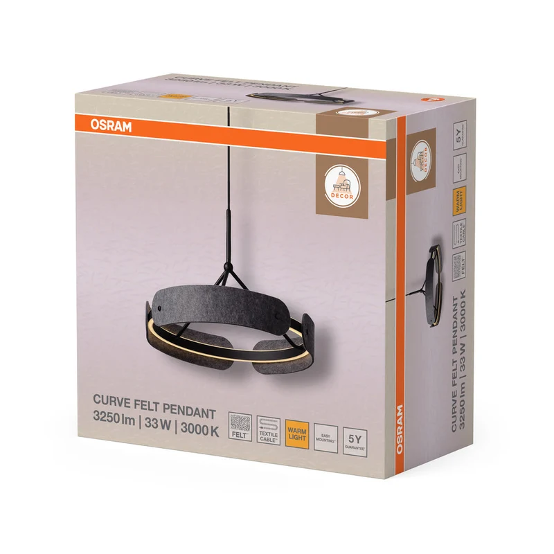 OSRAM DECOR Curve Felt Suspension 33W 830 Gris foncé