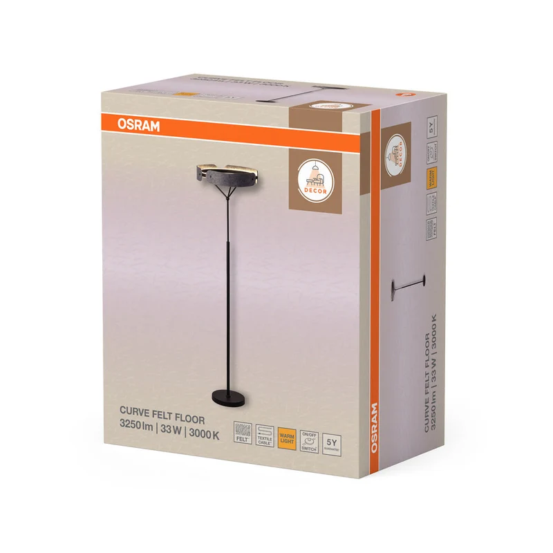 OSRAM DECOR Curve Felt Lampadaire 33W 830 Gris foncé