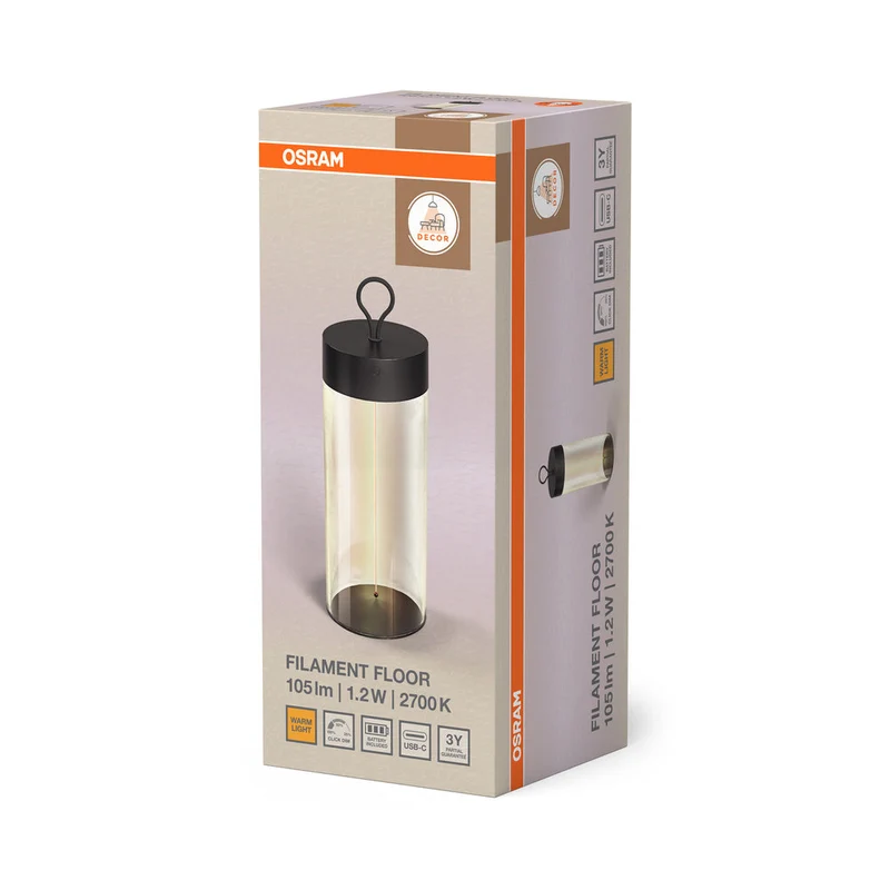 OSRAM DECOR FILAMENT lampe sur pied, gris, 1,2W, 105lm