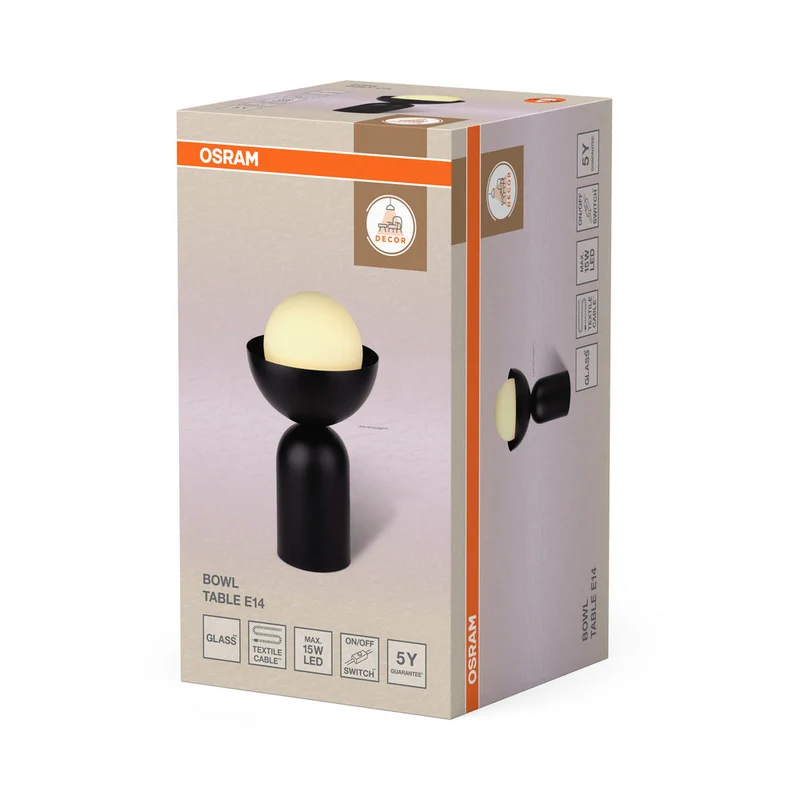 OSRAM DECOR Bol à Table E14 Lampe de table noire