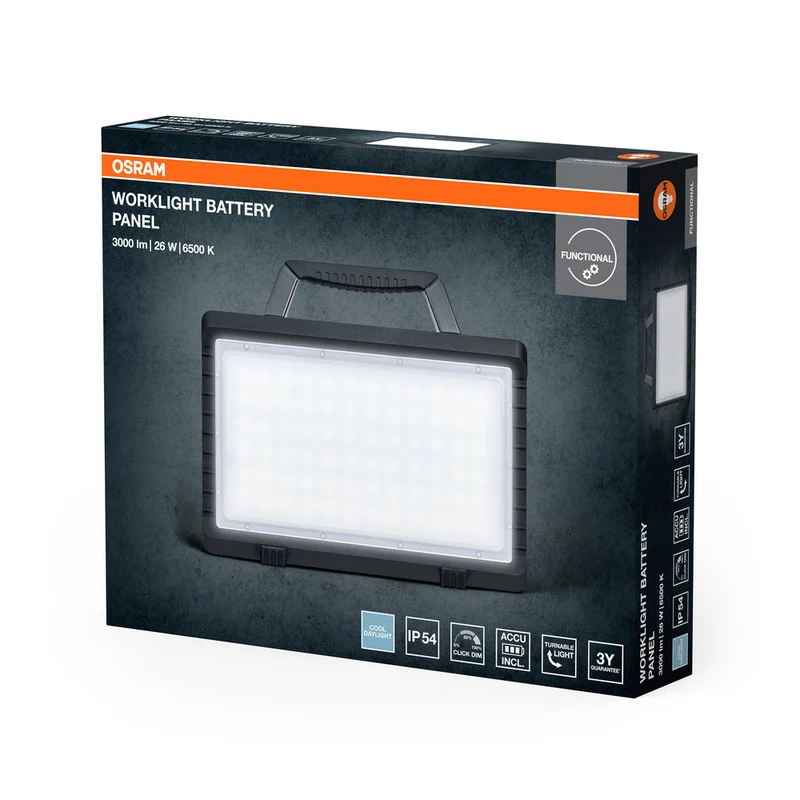 OSRAM LAMPES DE TRAVAIL VALEUR BATTERIE, USB, Projecteur 26W, 3000lm, 6500K